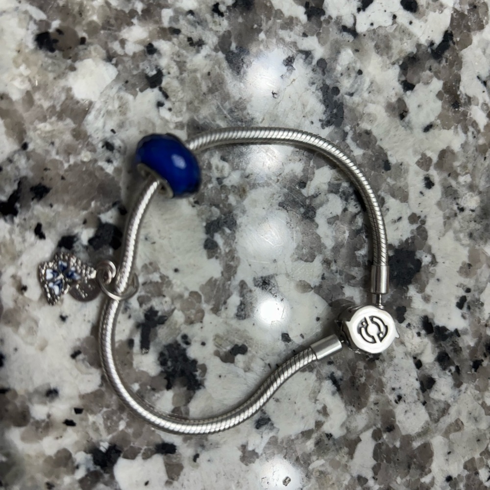 Pandora Silver and Blue Charm Bracelet